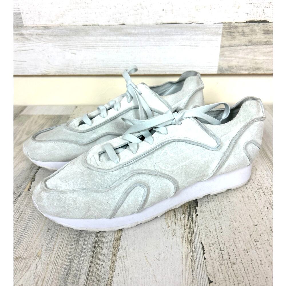 Nike Womens 9.5 White Suede Outburst Deconstructed Ghost Aqua Sneakers